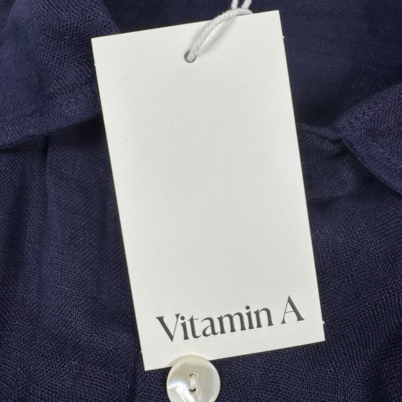 Vitamin A Eco Linen Playa Shirt Dress Womens M Oversized Button Cover Up NEW - Picture 12 of 13